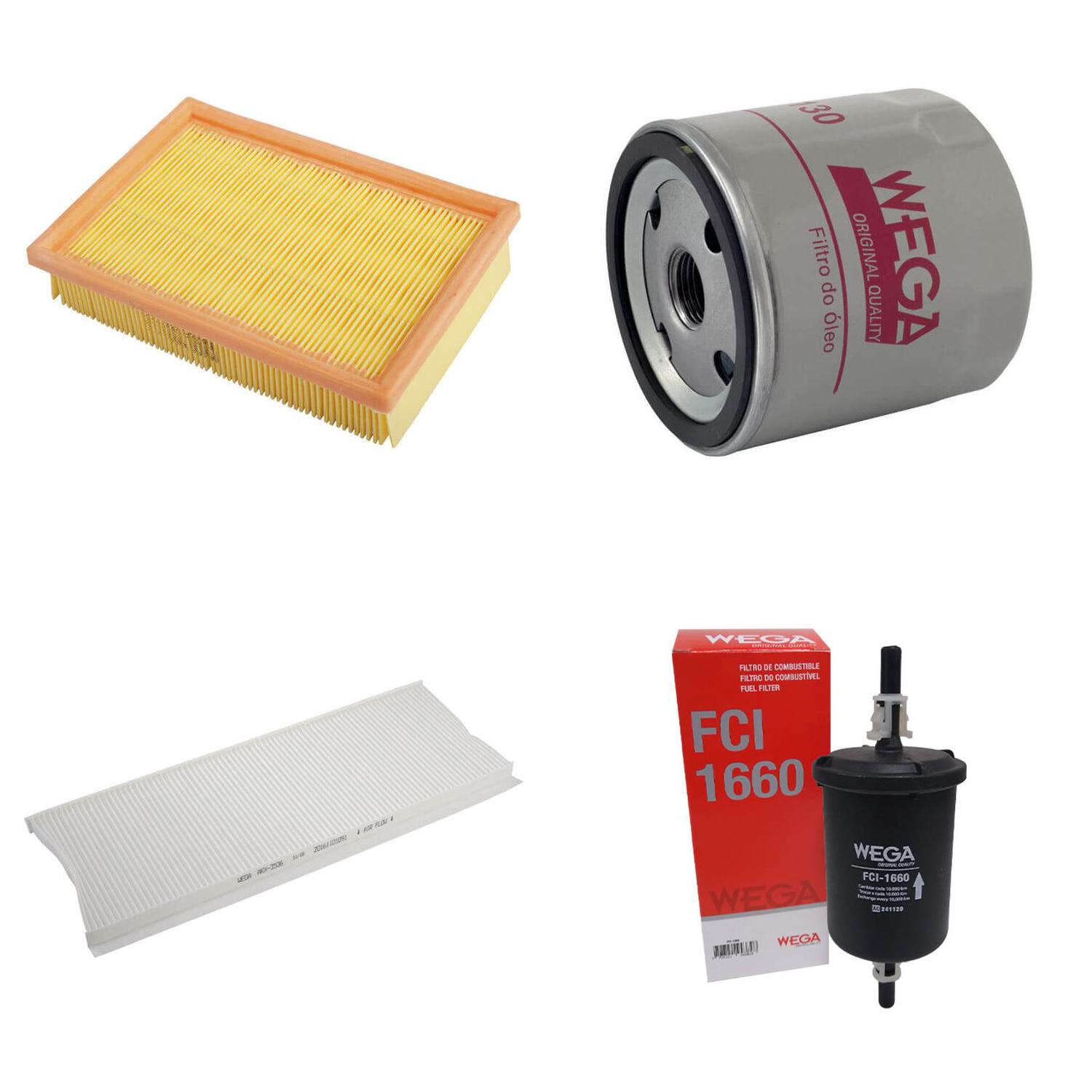 Kit Filtros de Ar Combustível Óleo e Cabine para Chevrolet Celta e Prisma - Wega - WKL-184