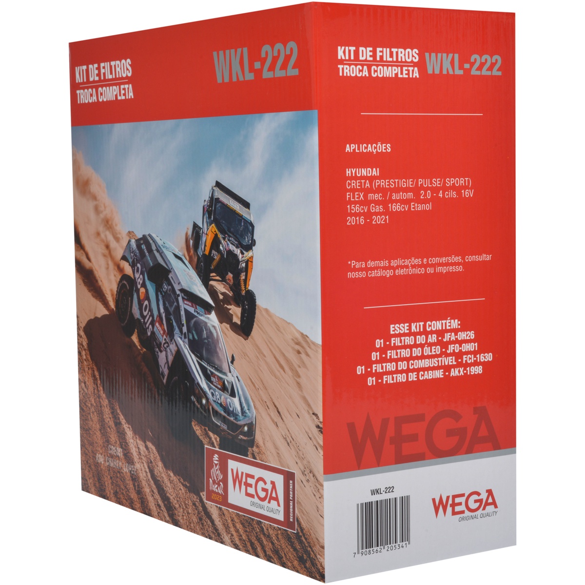 Kit Filtros de Ar Combustível Óleo e Cabine para Hyundai Creta - Wega - WKL-222