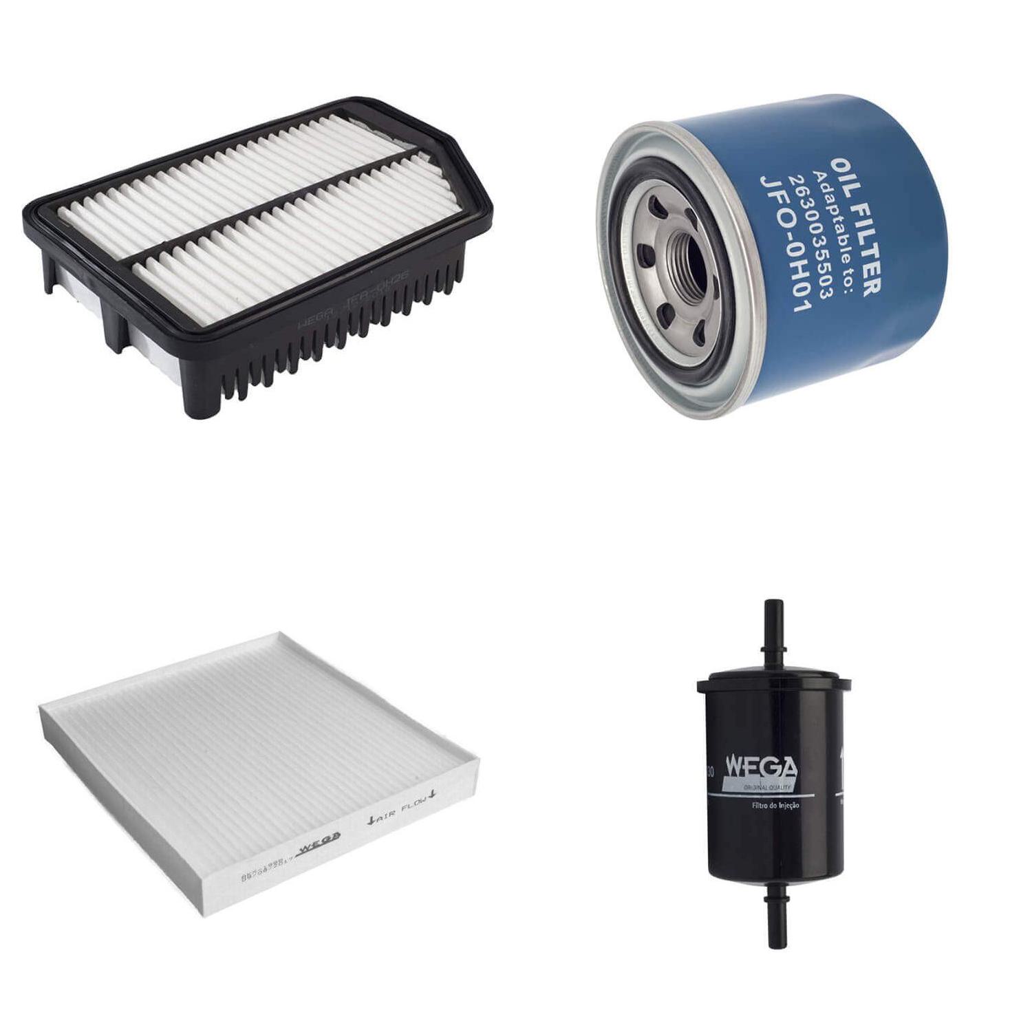 Kit Filtros de Ar Combustível Óleo e Cabine para Hyundai Creta - Wega - WKL-222
