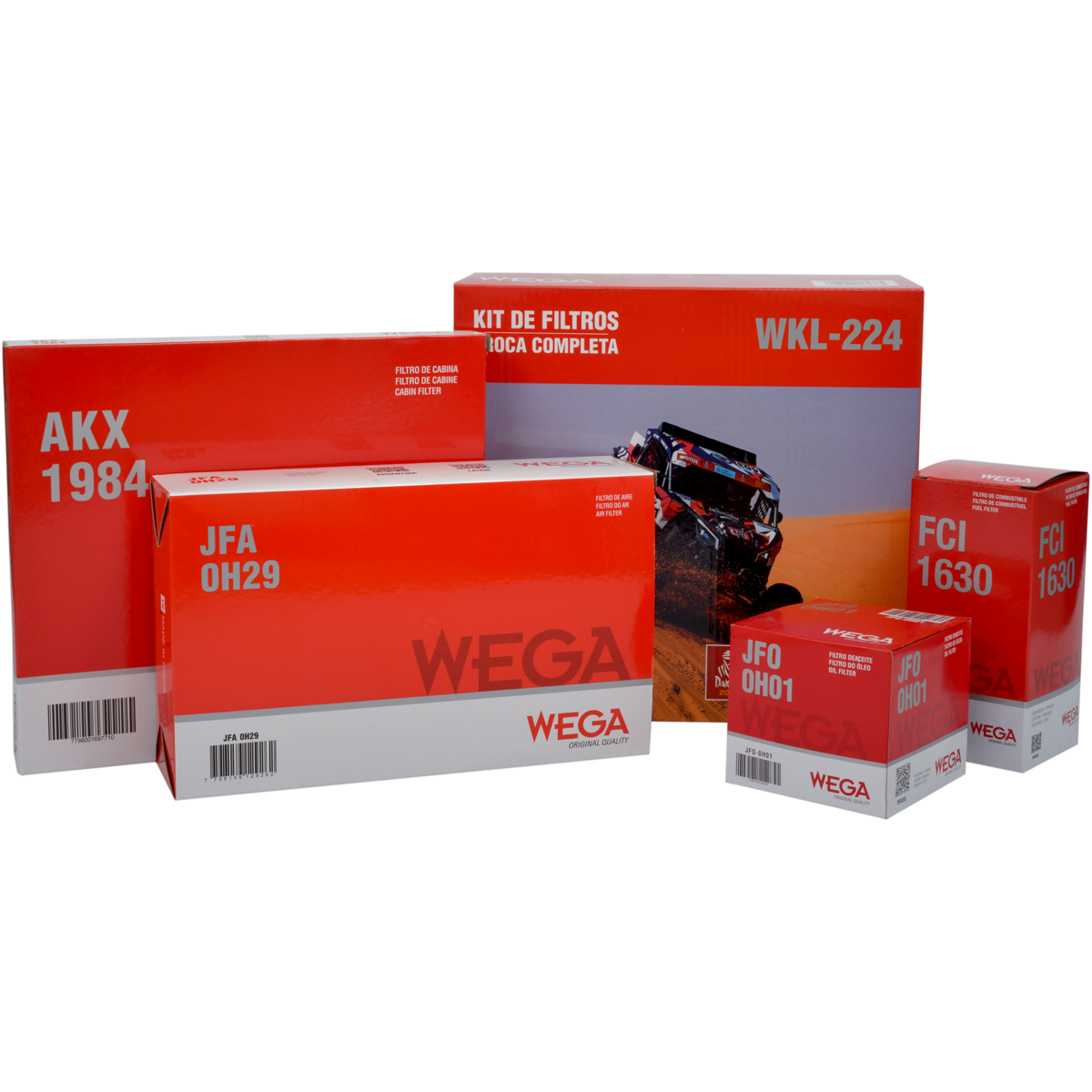 Kit Troca Completa Filtros Ar Óleo Combustível Cabine HB20 HB20X 1.6 16V 12/19 - Wega - WKL-224
