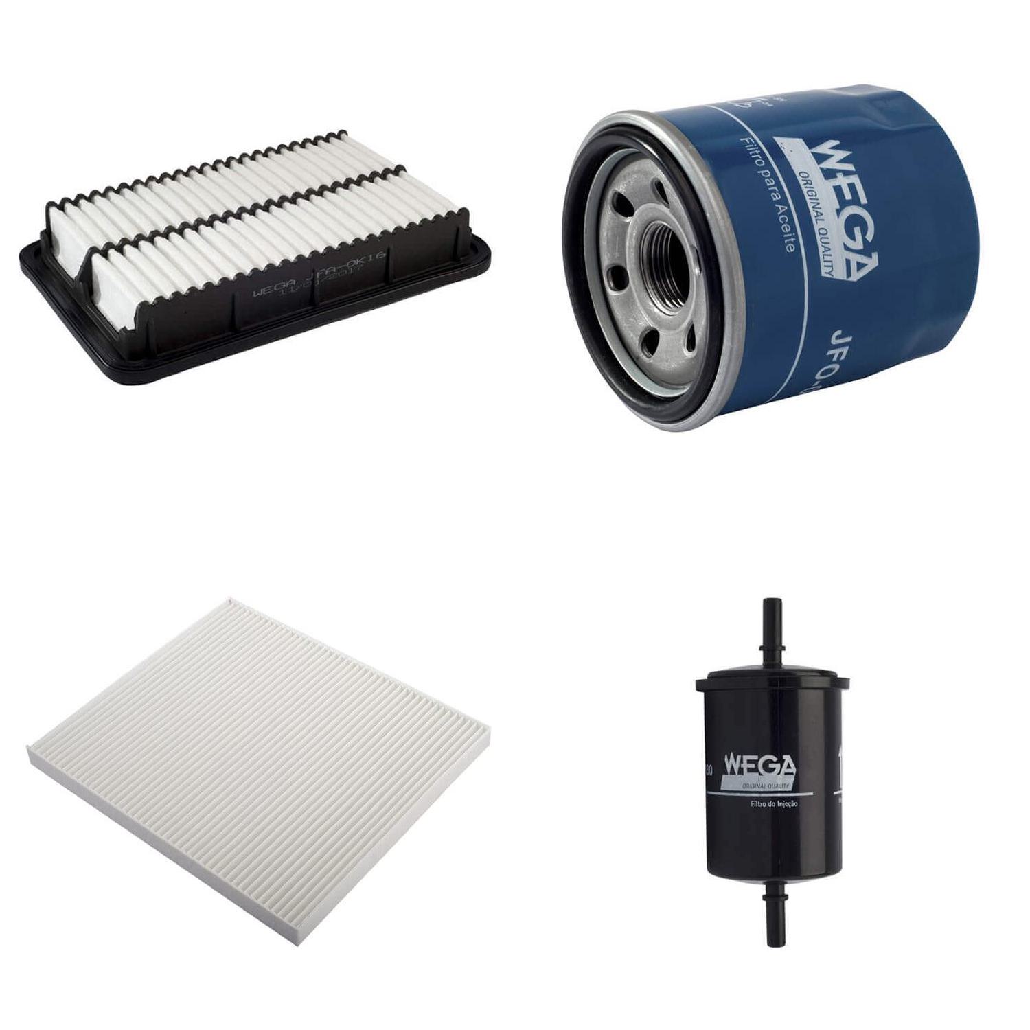 Kit Filtros de Ar Combustível Óleo e Cabine para Hyundai HB20 e HB20S - Wega - WKL-225