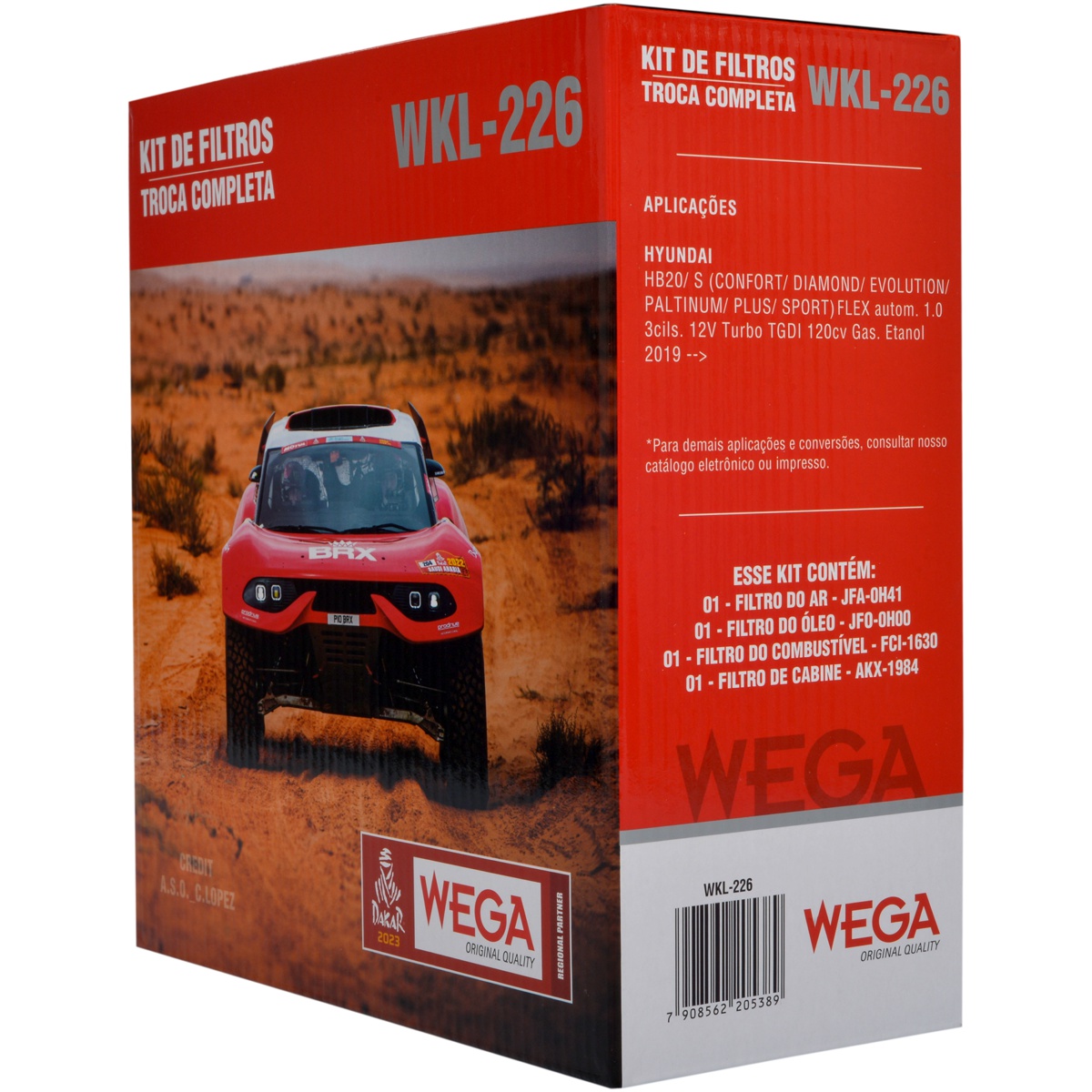 Kit Filtros de Ar Combustível Óleo e Cabine para Hyundai HB20 e HB20S - Wega - WKL-226