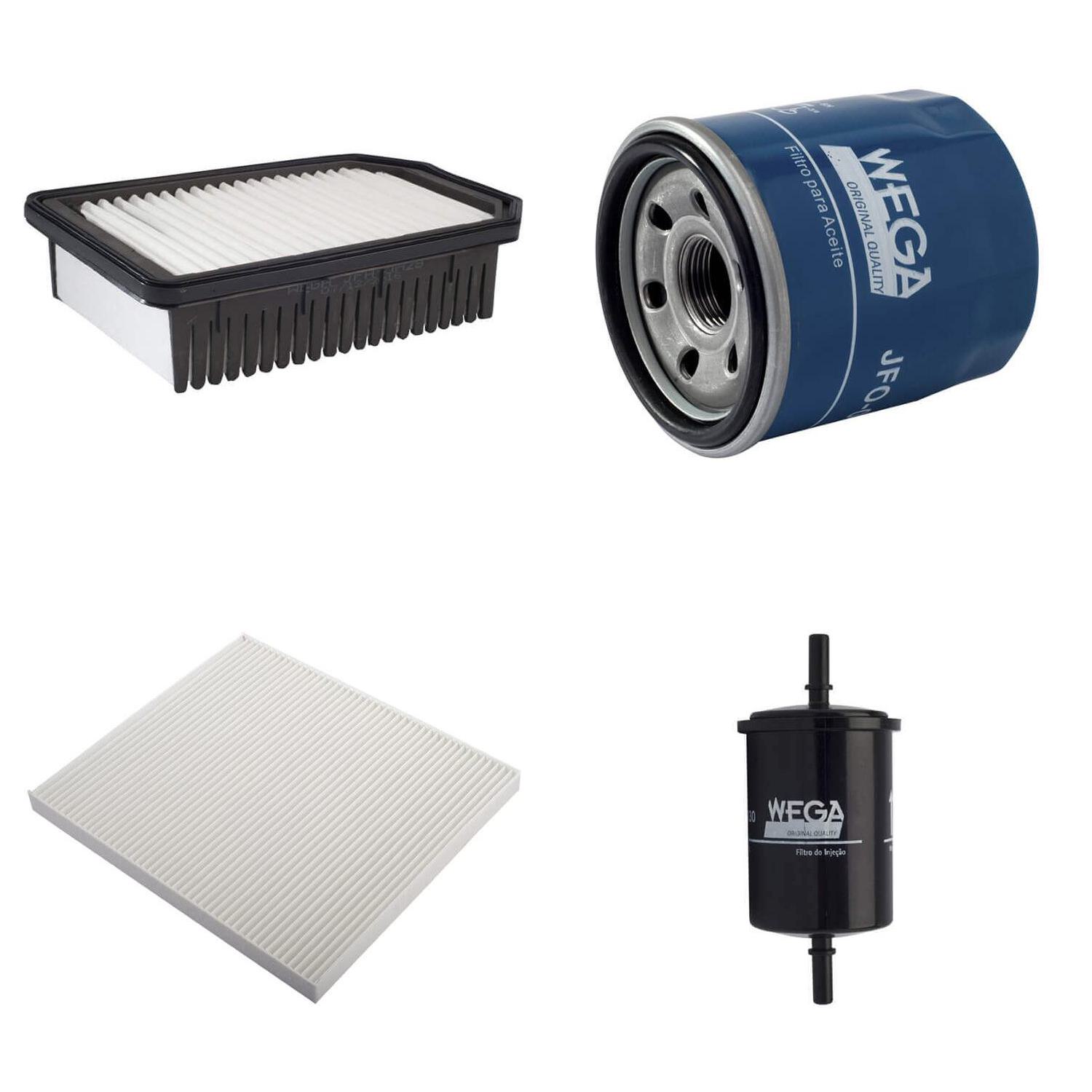 Kit Troca Completa Filtros Ar Combustível Óleo Cabine HB20S 1.0 12V TGDi 16/19 - Wega - WKL-228