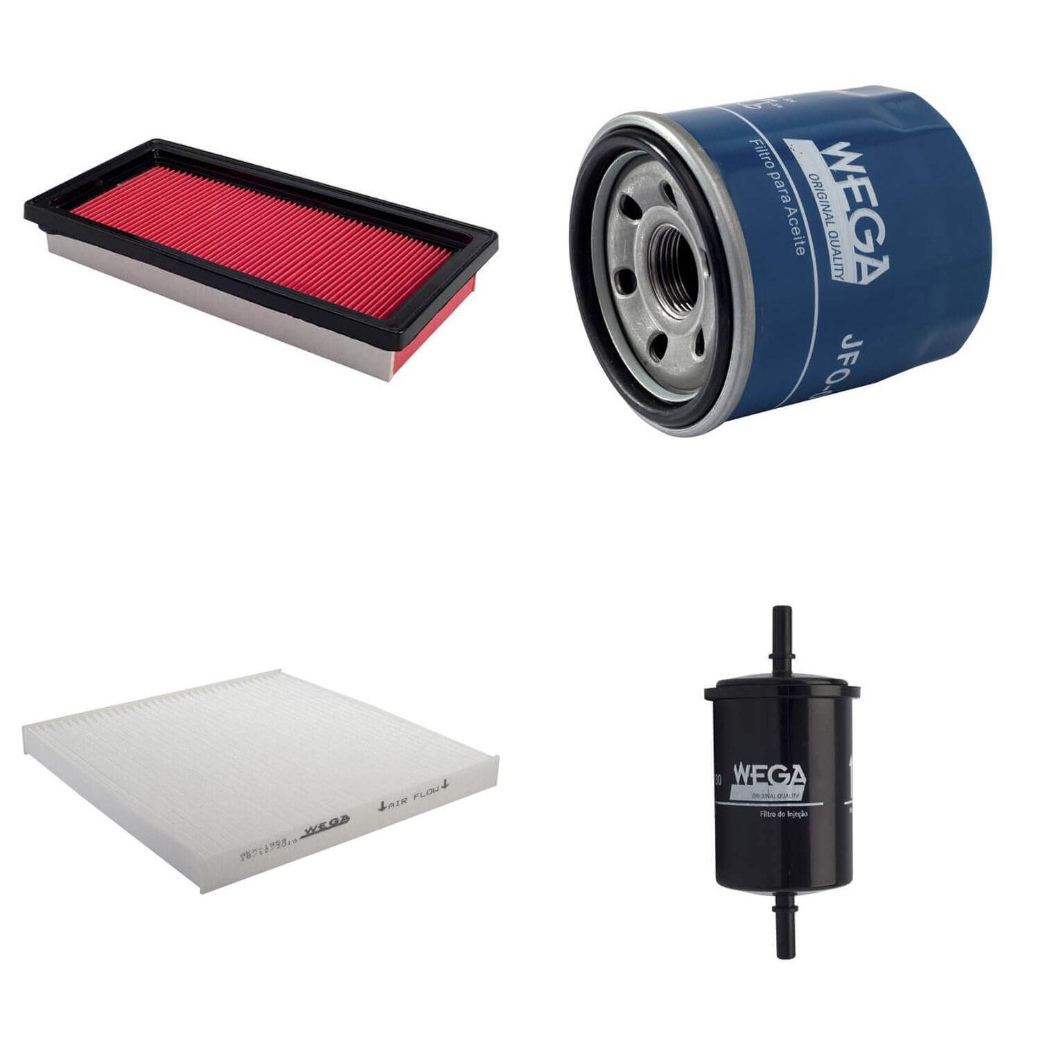 Kit Filtros de Ar Combustível Óleo e Cabine para Nissan March e Versa - Wega - WKL-241