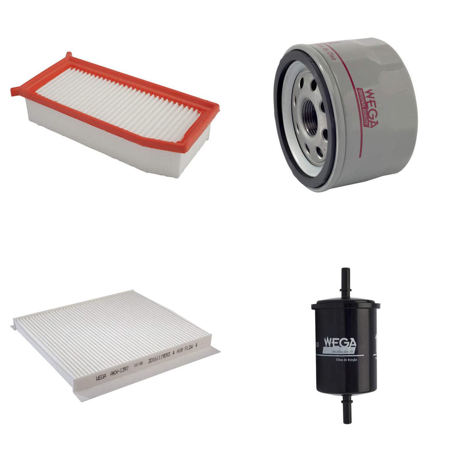 Kit Filtros de Ar Combustível Óleo e Cabine para Renault Duster e Oroch - Wega - WKL-261