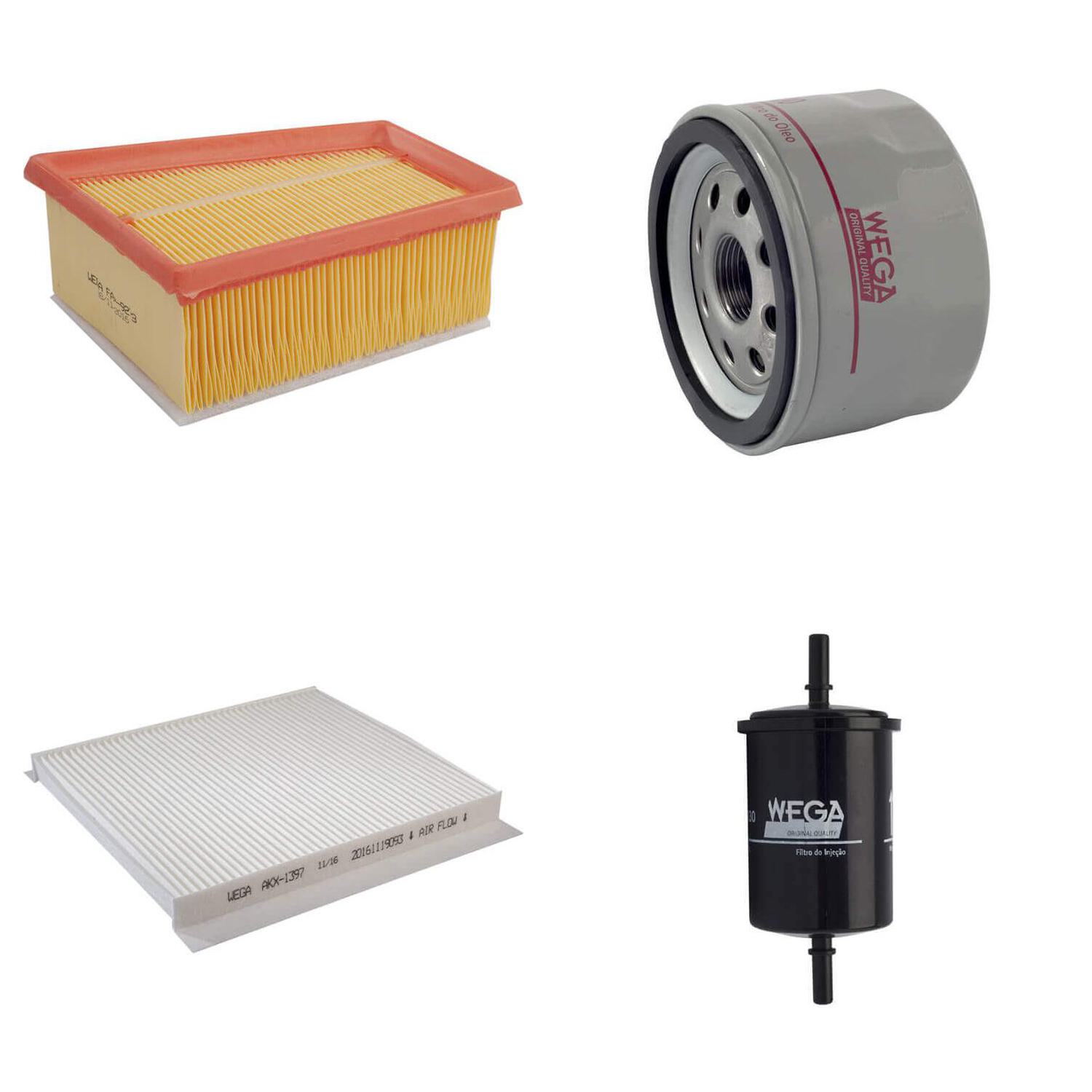 Kit Troca Completa Filtros Ar Óleo Comb Cabine Duster Logan Oroch Sandero 07/17 - Wega - WKL-263