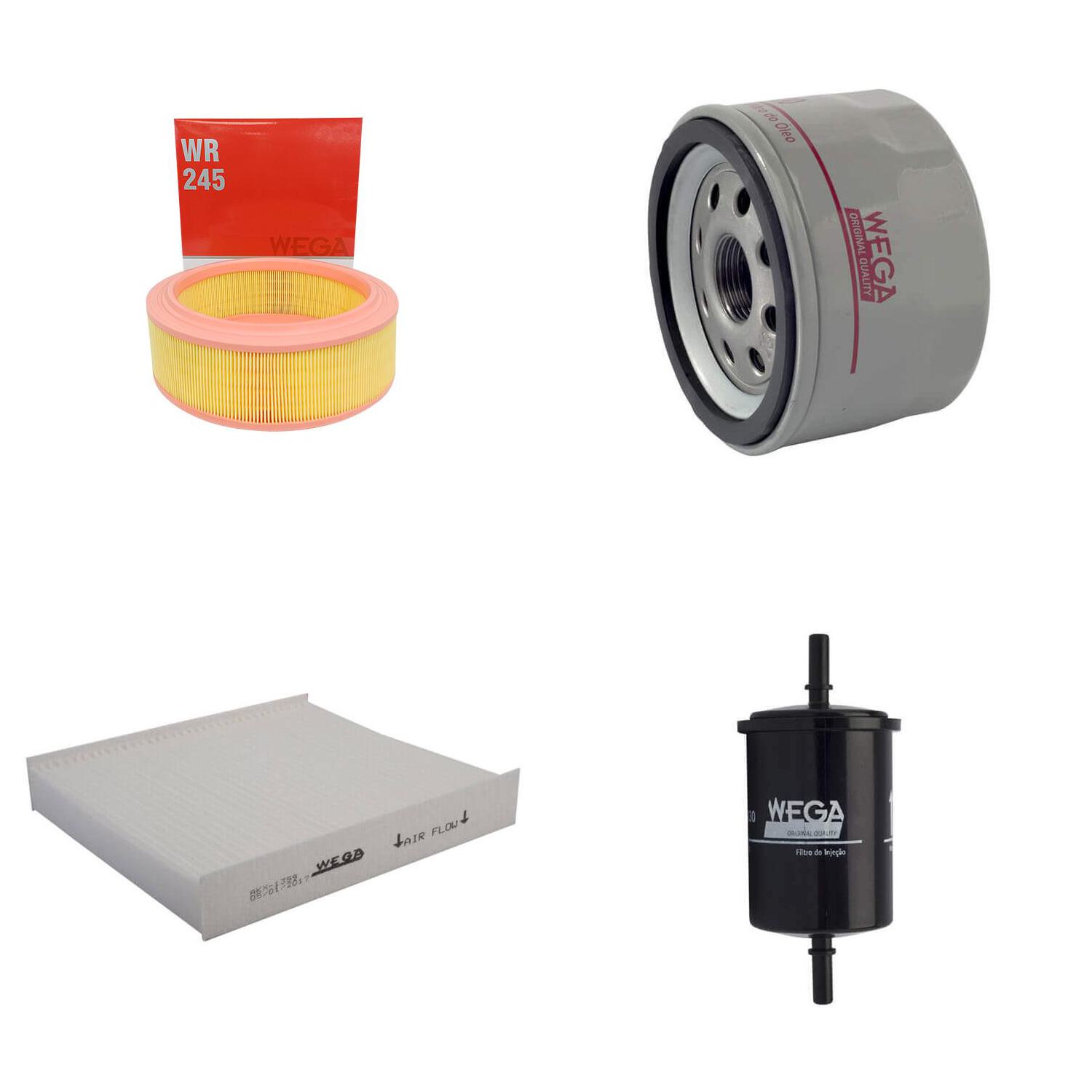 Kit Filtros de Ar Combustível Óleo e Cabine para Renault Sandero e Sandero Stepway - Wega - WKL-267