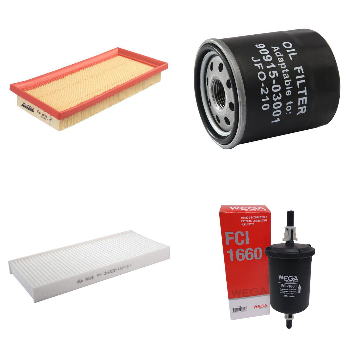 Kit Filtros de Ar Combustível Óleo e Cabine para Toyota Etios - Wega - WKL-280