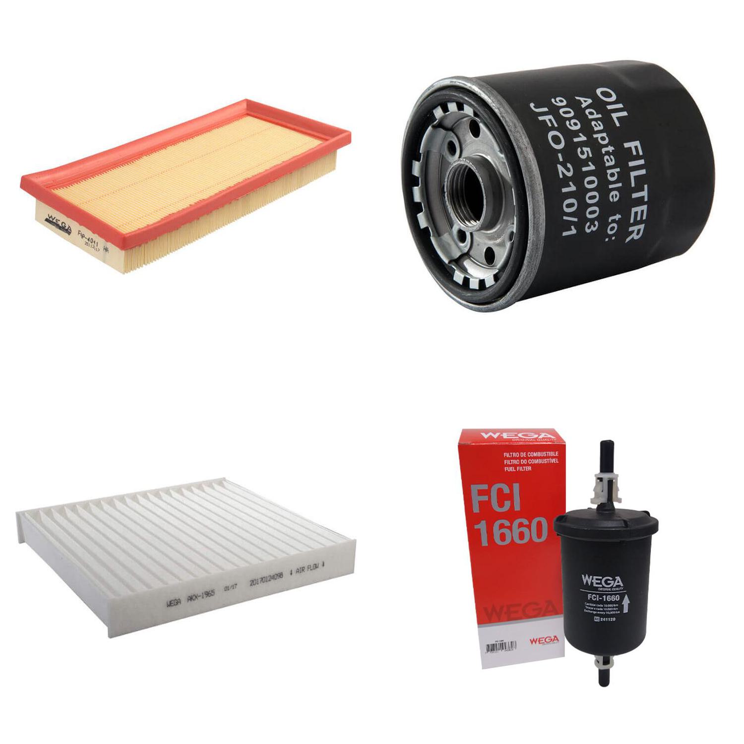 Kit Filtros de Ar Combustível Óleo e Cabine para Toyota YARIS e YARIS SEDAN - Wega - WKL-281