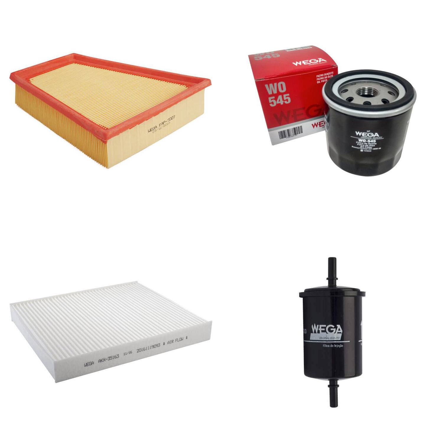 Kit Troca Filtros Ar Óleo Comb Cabine para VW Gol Saveiro Voyage 1.6 8V Flex 16/24 - Wega - WKL-305