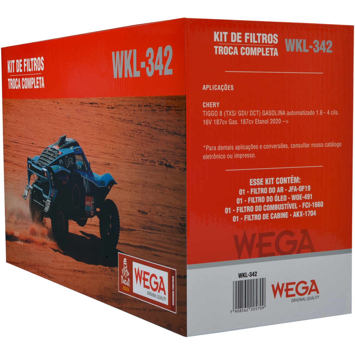 Kit Filtros de Ar Combustível Óleo e Cabine para Chery Tiggo 8 - Wega - WKL-342