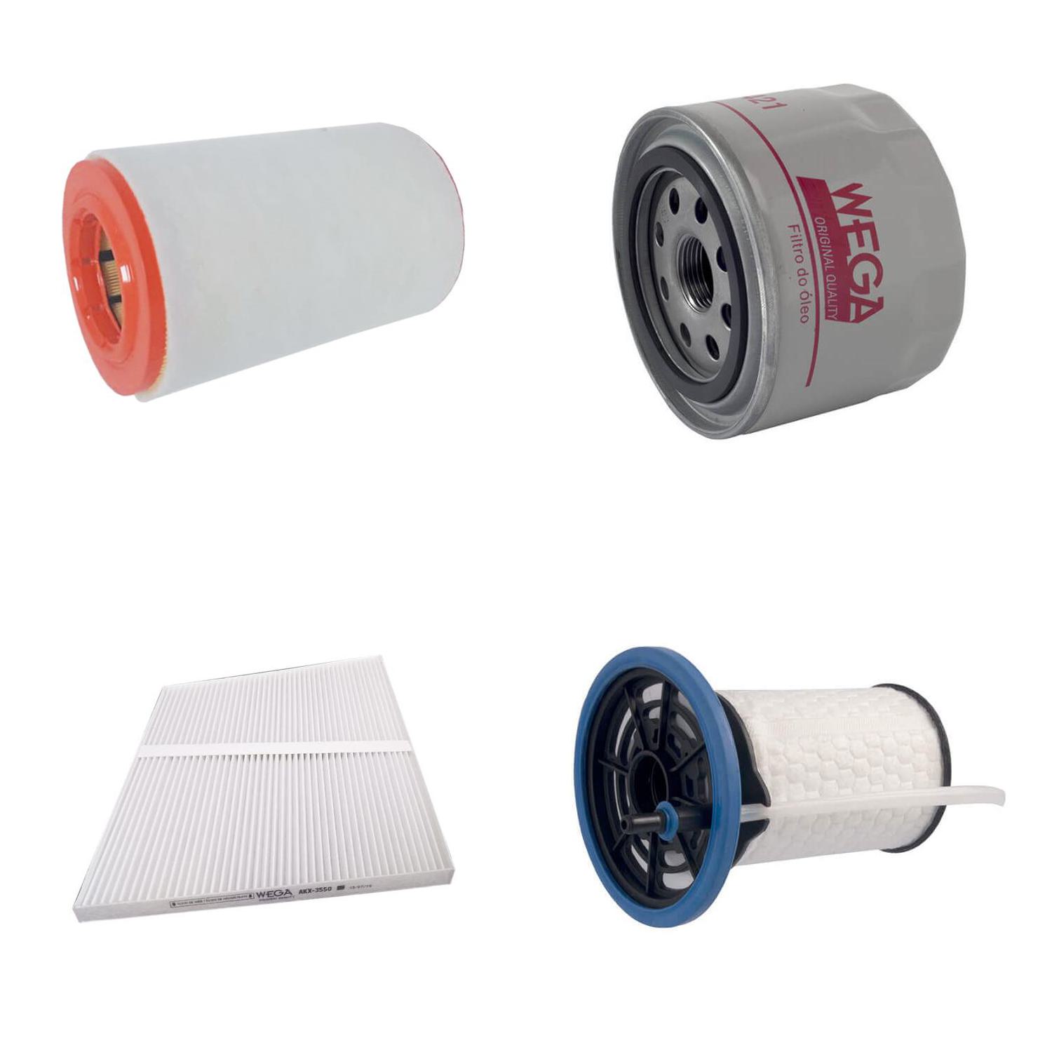 Kit Troca Filtros Ar Combustível Óleo Cabine para Fiat Ducato 2.3 16V Diesel 18/21 - Wega - WKU-400