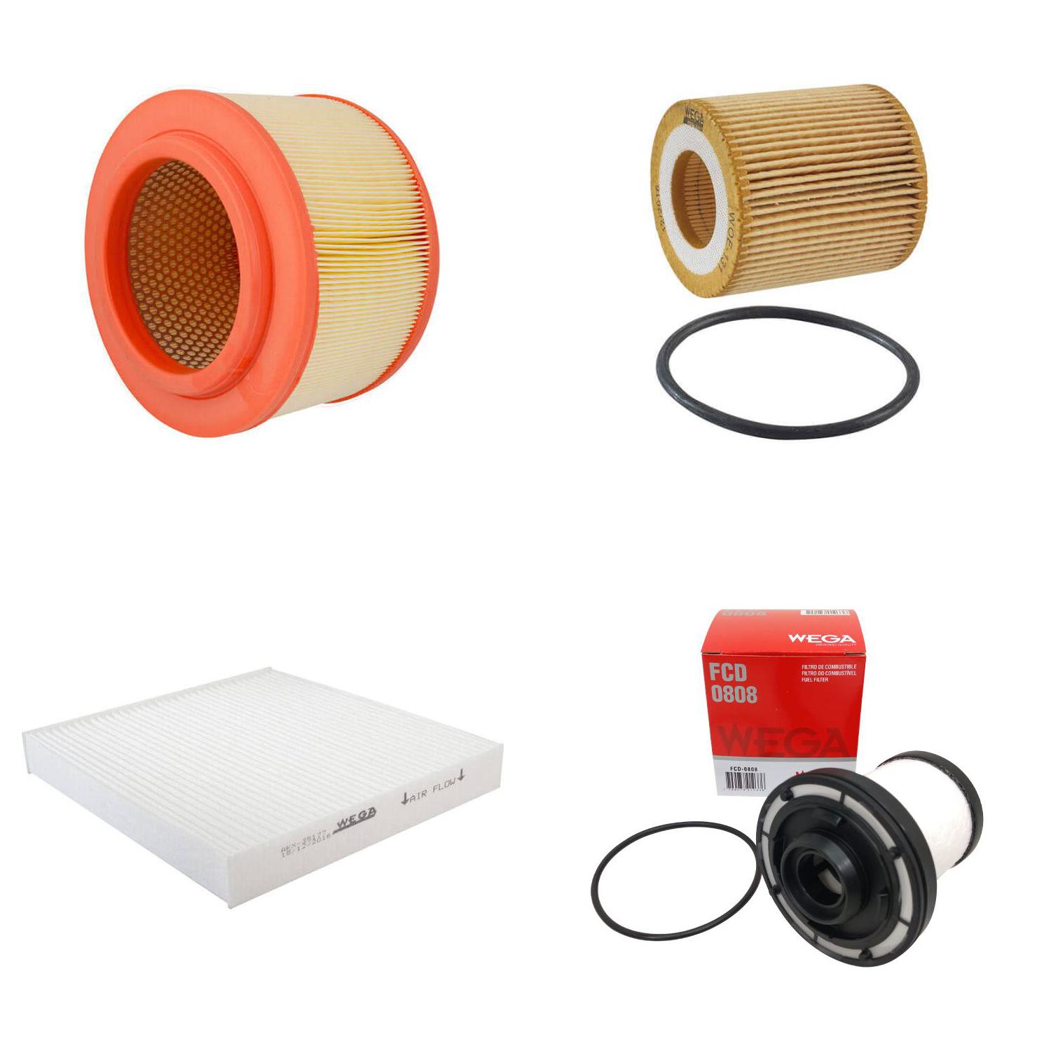 Kit Troca Filtro Ar Óleo Comb Cabine Ford Ranger 2.2 16V 3.2 20V Diesel 2019 a 2020 - Wega - WKU-420