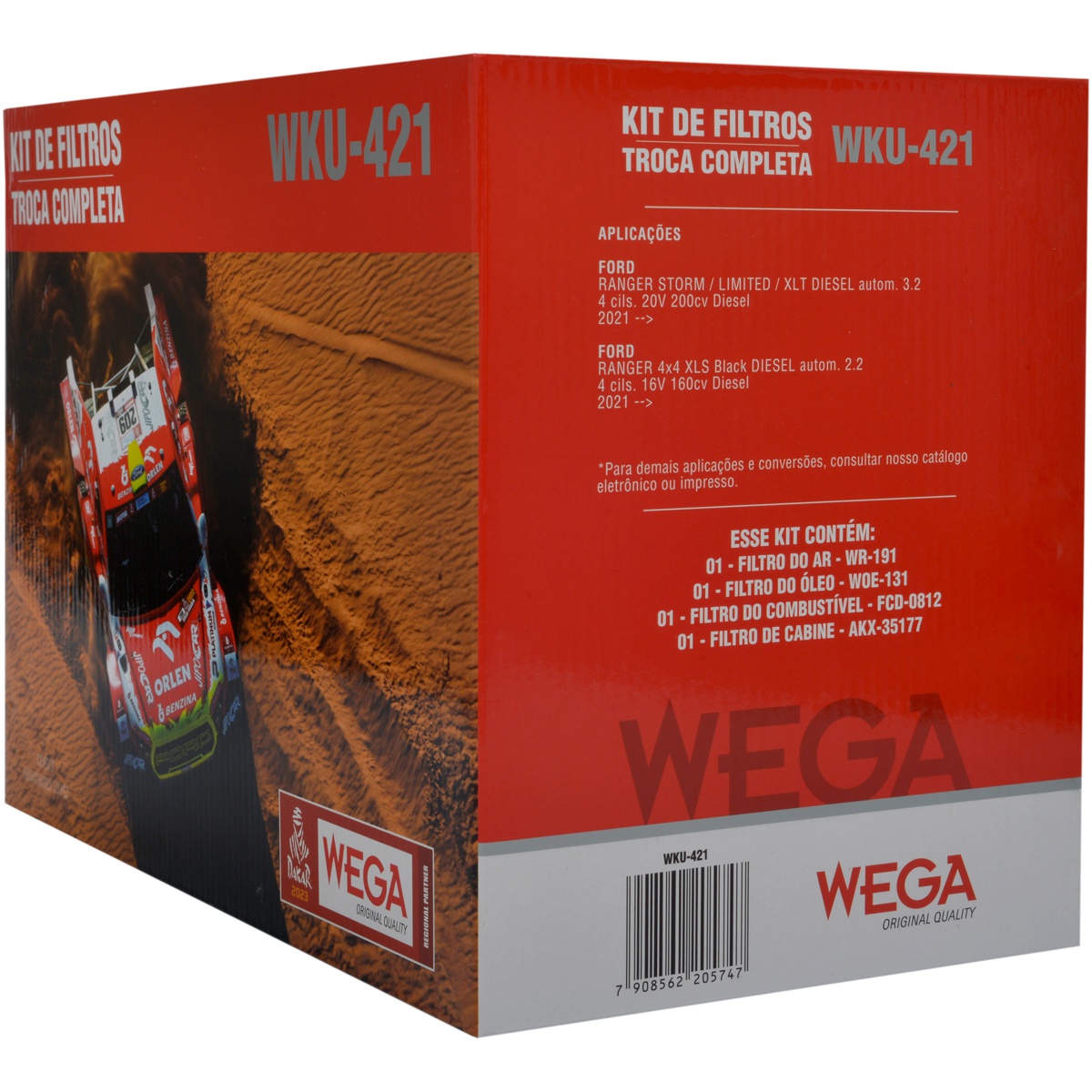 Kit Troca Filtro Ar Óleo Comb Cab Ford Ranger 2.2 16V Diesel 3.2 20V Diesel 21/24 - Wega - WKU-421