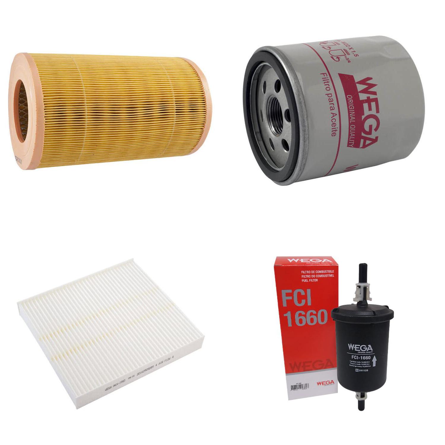Kit Troca Completa Filtros Ar Combustível Oleo Cabine p GM S10 2.5 16V Flex 14/20 - Wega - WKU-440