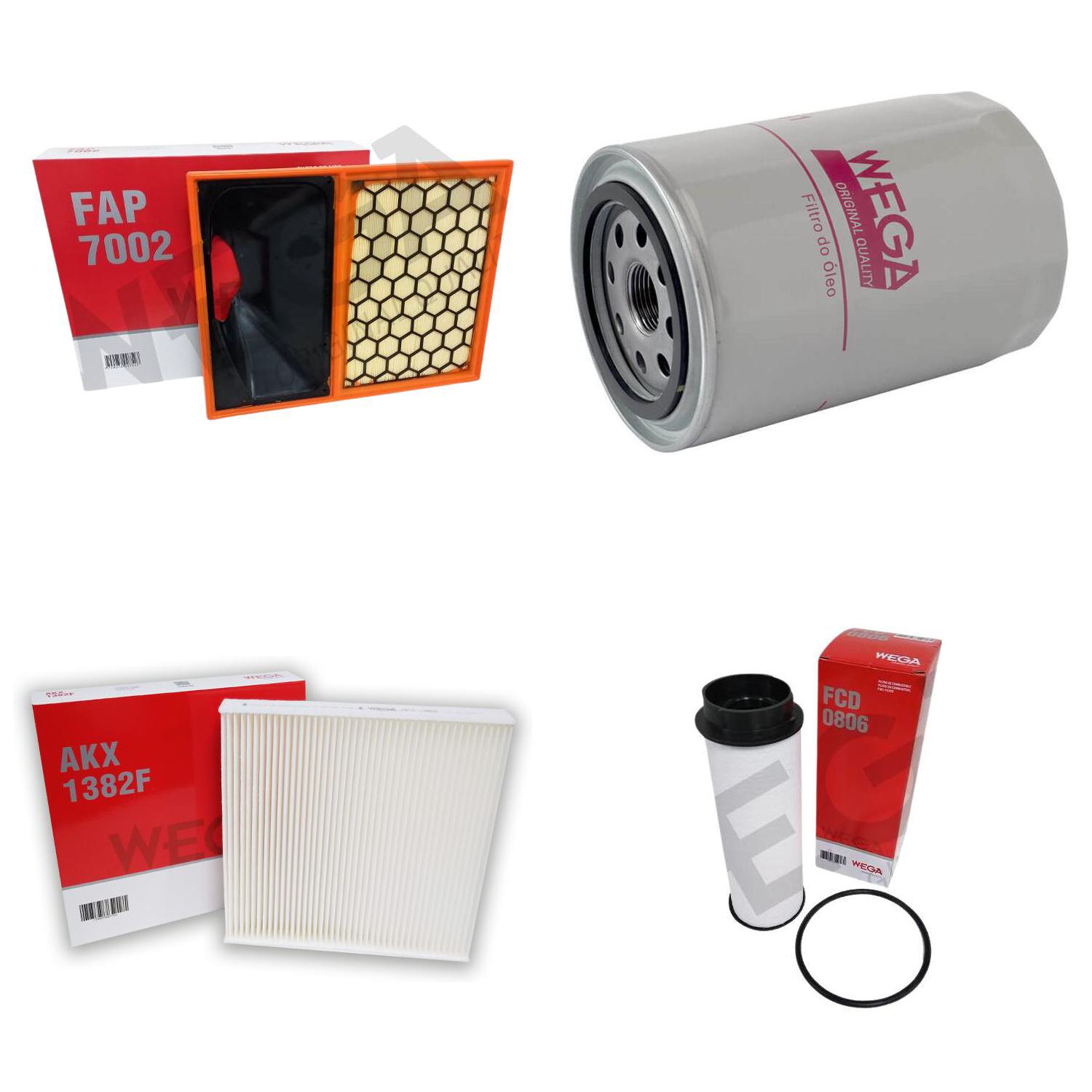Kit Troca Completa Filtros Ar Combustível Óleo Cabine Daily 3.0 16V F1C 20/22 - Wega - WKU-460