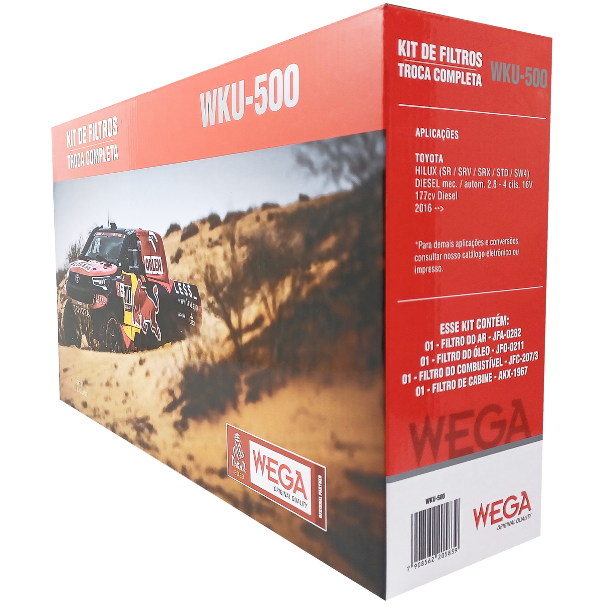 Kit Troca Filtros Ar Combustível Óleo Cabine Hilux SW4 2.8 16V Diesel 16/24 - Wega - WKU-500