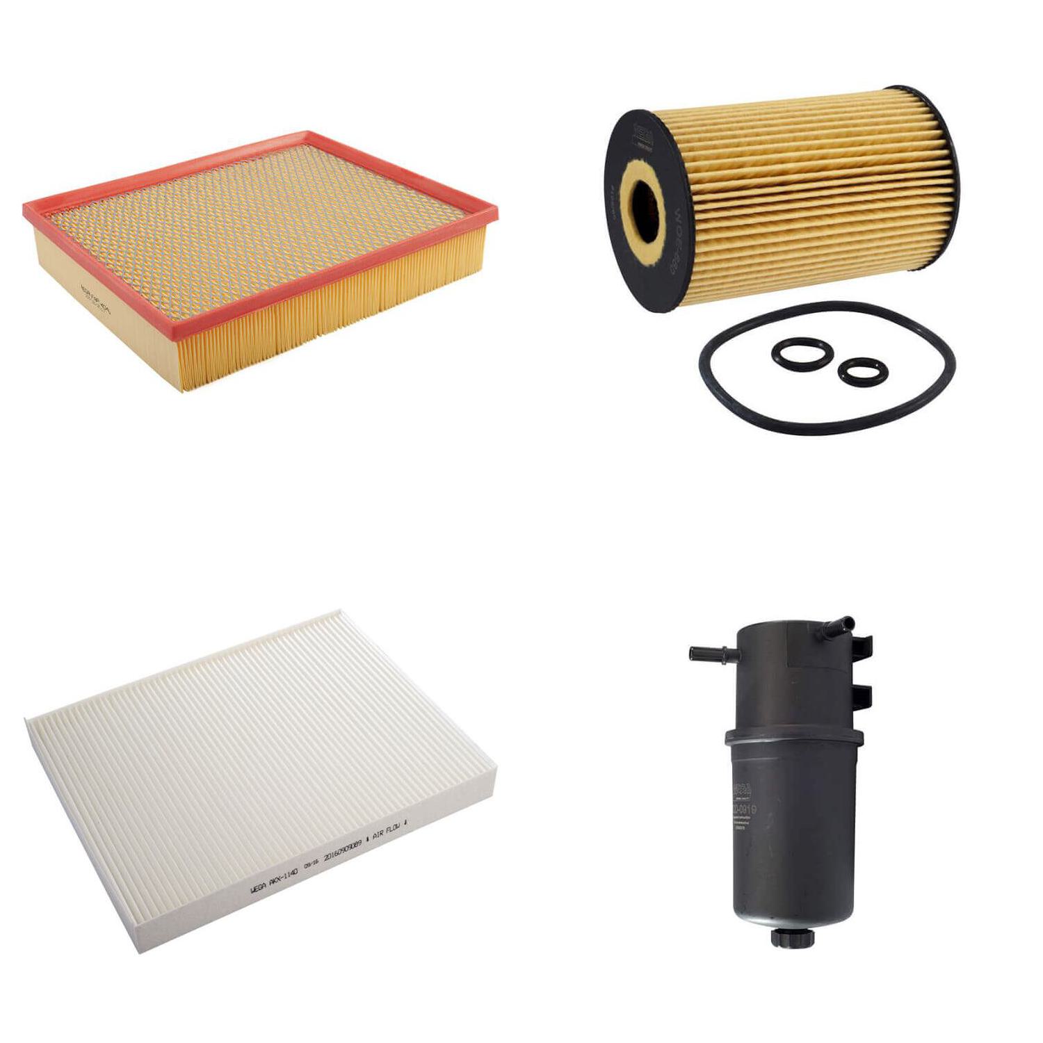 Kit Troca Filtros Ar Óleo Comb Cabine para VW Amarok 2.0 16V Diesel 163cv 10/14 - Wega - WKU-522