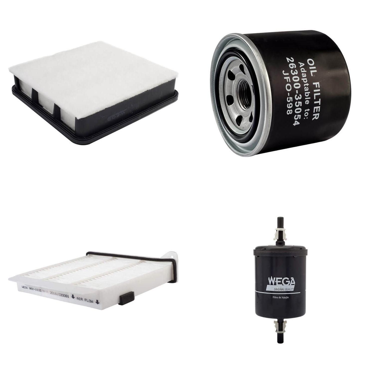Kit Troca Filtro Ar Comb Óleo Cab Mitsubishi L200 Triton 2.4 3.5 Pajero Dakar 09/19 - Wega - WKU-540