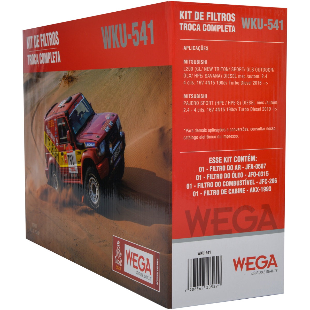 Kit Filtro Ar Comb Óleo Cab Mitsubishi L200 Pajero Sport 2.4 16V 4N15 TD 16/24 - Wega - WKU-541