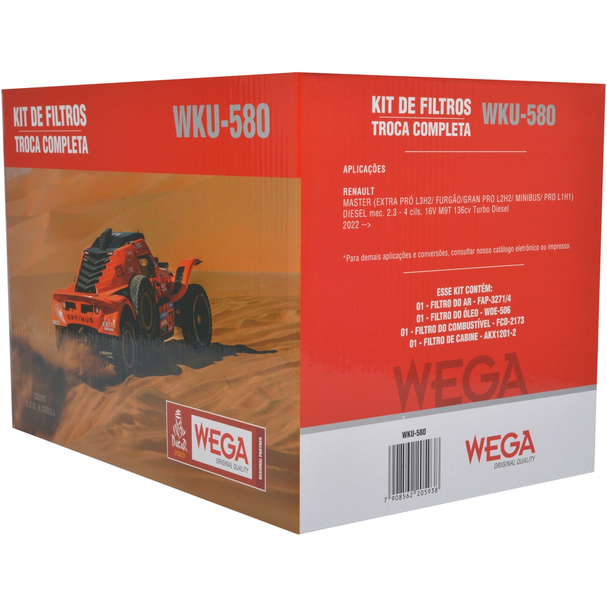 Kit Troca Completa Filtros Ar Combustível Óleo Cabine Master 2.3 16V Diesel 22/24 - Wega - WKU-580