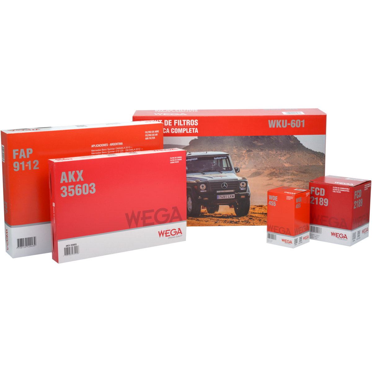 Kit Filtro Ar Óleo Comb Comb Cab MB Sprinter 314 416 516 CDI 2.2 16V OM651 19/24 - Wega - WKU-601