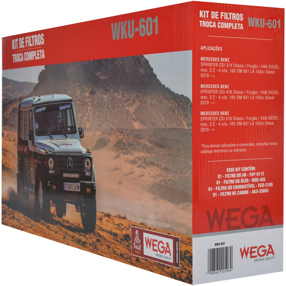Kit Filtro Ar Óleo Comb Comb Cab MB Sprinter 314 416 516 CDI 2.2 16V OM651 19/24 - Wega - WKU-601