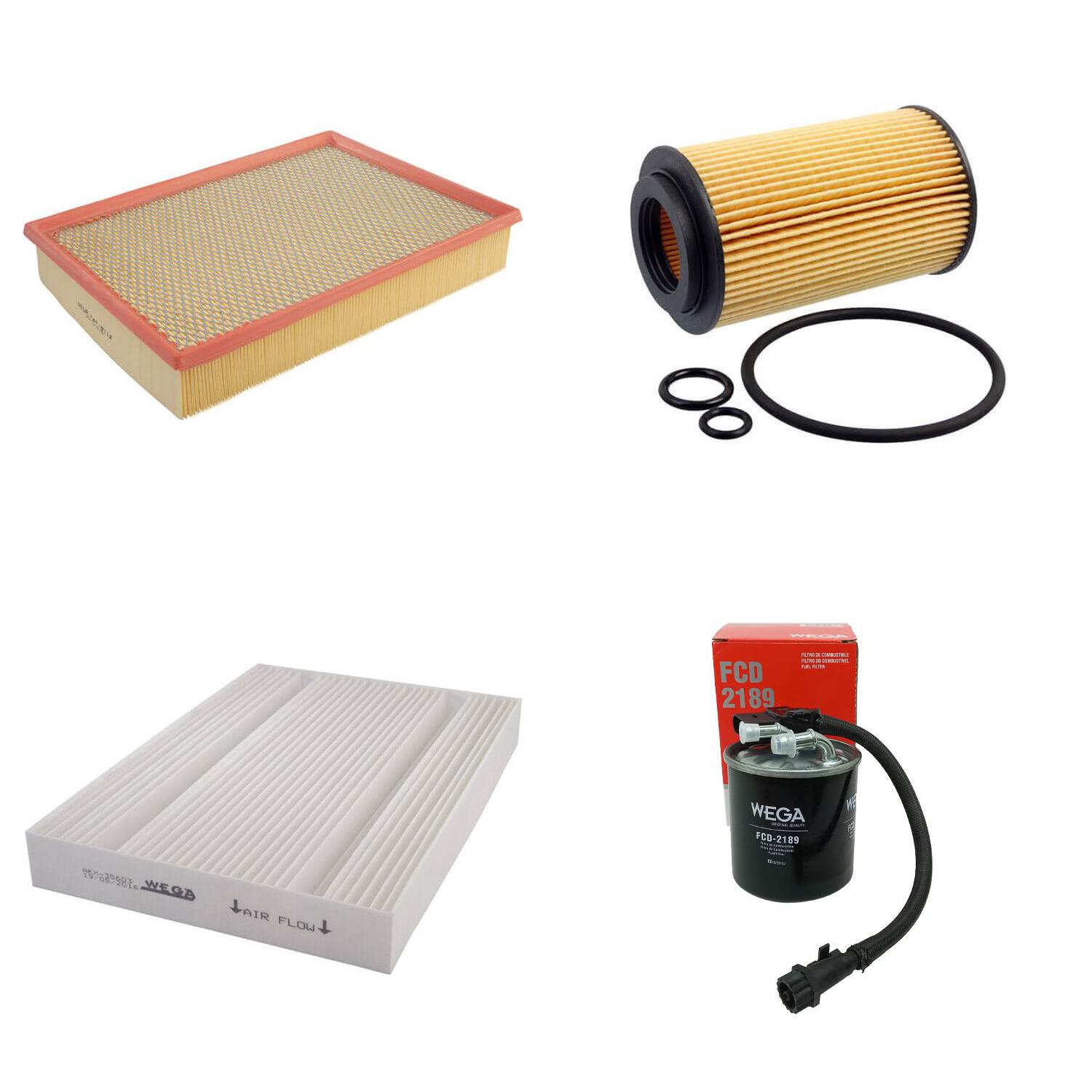 Kit Filtro Ar Óleo Comb Comb Cab MB Sprinter 314 416 516 CDI 2.2 16V OM651 19/24 - Wega - WKU-601