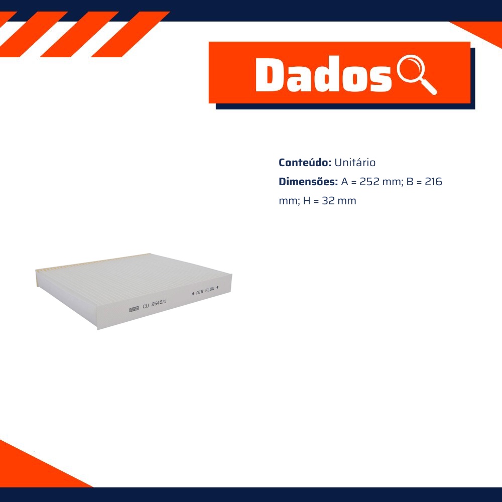 FIltro de Ar Condicionado Cabine - Mann-Filter - CU2545/1
