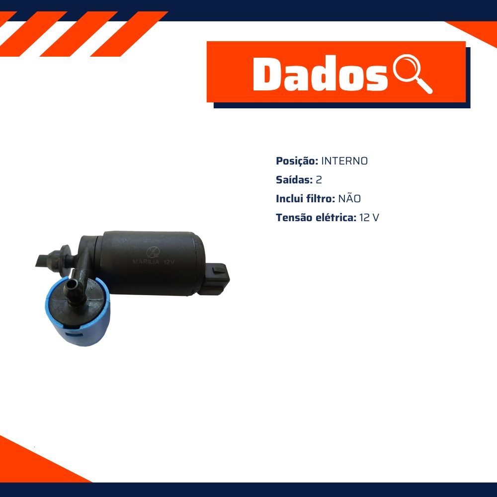 Bomba do Lavador do Para-Brisa 12V para Volkswagen Gol e Parati - Marilia - IM20611