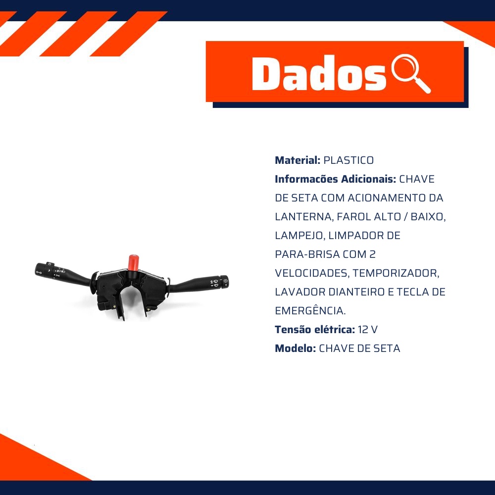 Chave de Seta Plástico 12V - Diretec - DTC1114