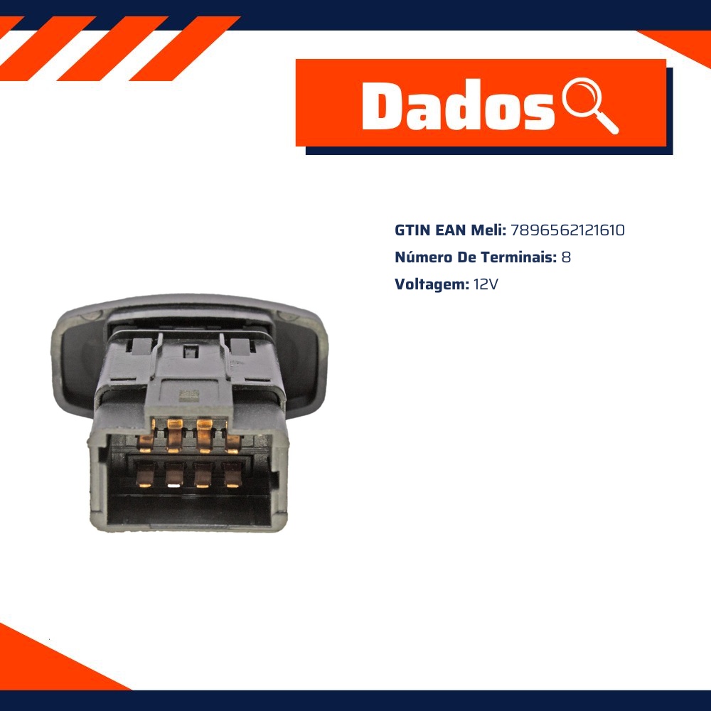 Interruptor Botão do Pisca Alerta 12V Preto - DNI - 2161