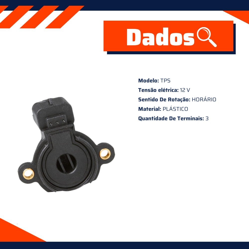 Sensor da Borboleta TPS 12V 3 Terminais - DS - 1906
