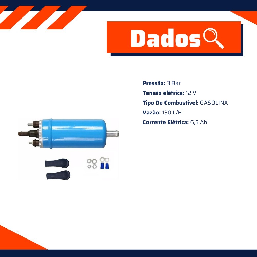 Bomba de Combustível Gasolina 12V 130 L/H 3 Bar - DPL - DPL-180070