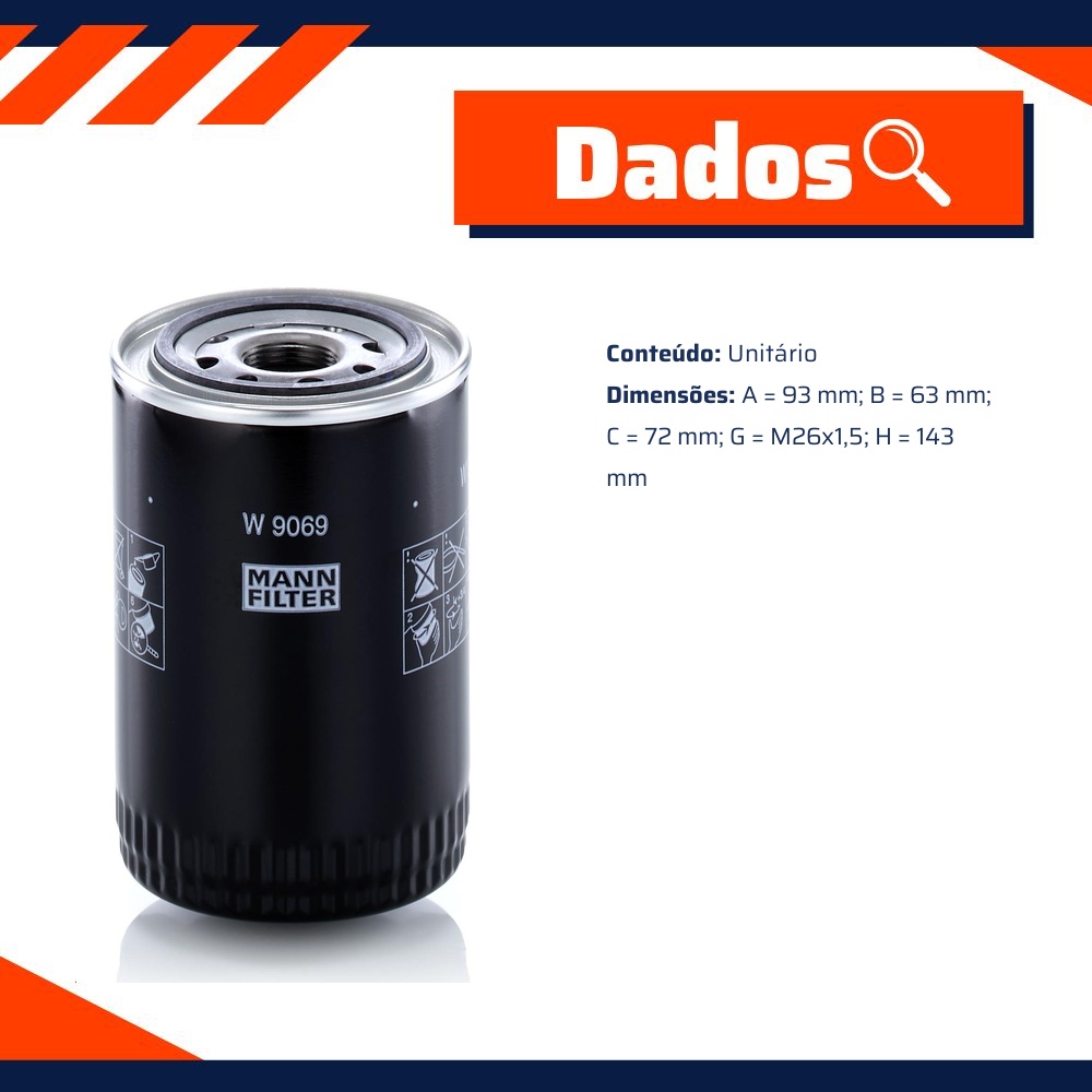 Filtro Blindado de Óleo Lubrificante para Mitsubishi L200 e Pajero - Mann-Filter - W9069