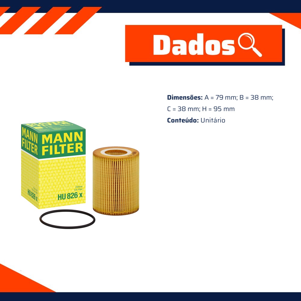 Filtro de Óleo Lubrificante para Land Rover Discovery 4 e Range Rover Sport - Mann-Filter - HU826X