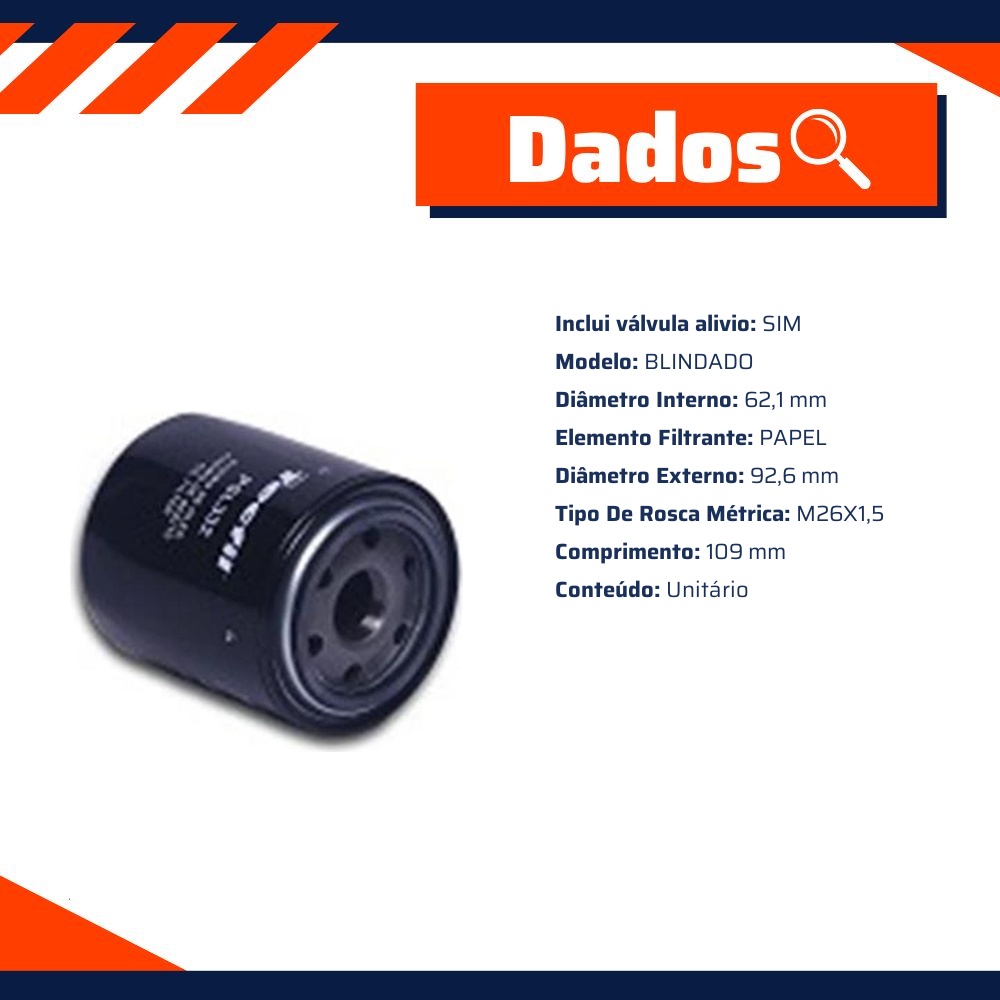 Filtro de Óleo Lubrificante para Hyundai HR e KIA Bongo - Tecfil - PSL332