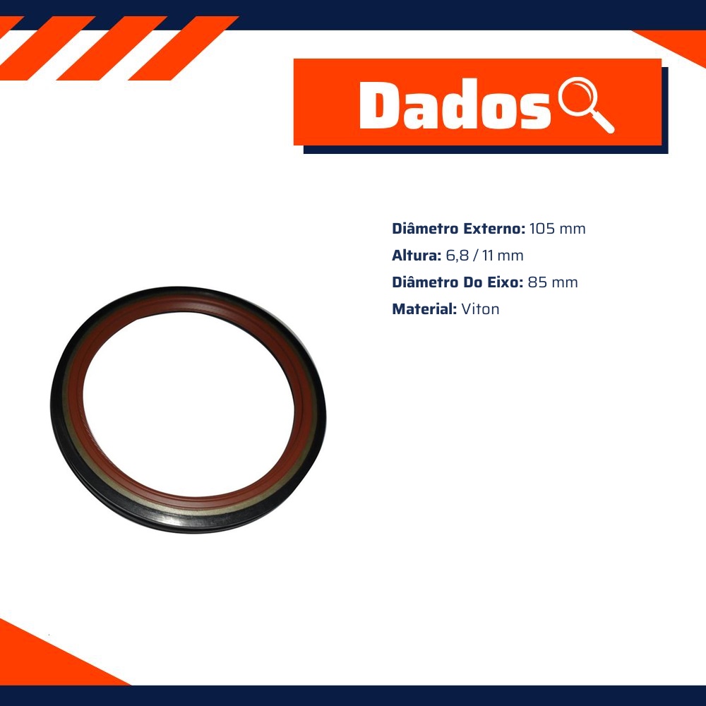 Retentor do Virabrequim 85 x 105 x 6,8/11 mm - Corteco - 7921V