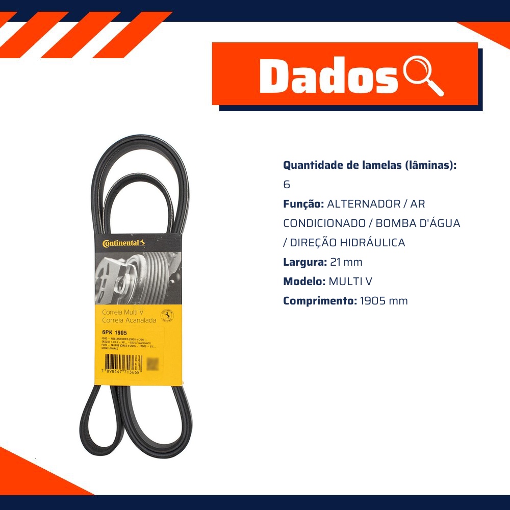 Correia Acessórios Multi V 6 Lâminas - Contitech - 6PK1905
