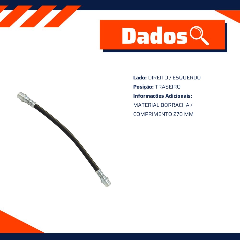 Mangueira Flexível de Freio Traseiro para Chevrolet Onix e Prisma - Norflex - 4113