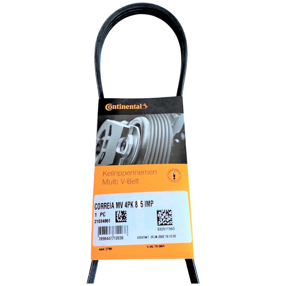 Correia de Acessórios Multi V 825mm para Ford Fiesta e Nissan Frontier - Continental Contitech - 4PK825