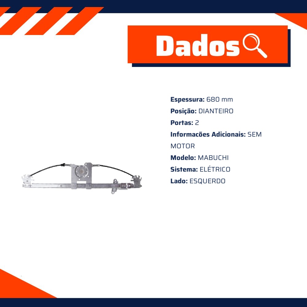 Máquina do Vidro Elétrico Dianteiro Esquerdo para Mercedes-Benz Accelo 715 C e Accelo 915 C - Micro - 50483