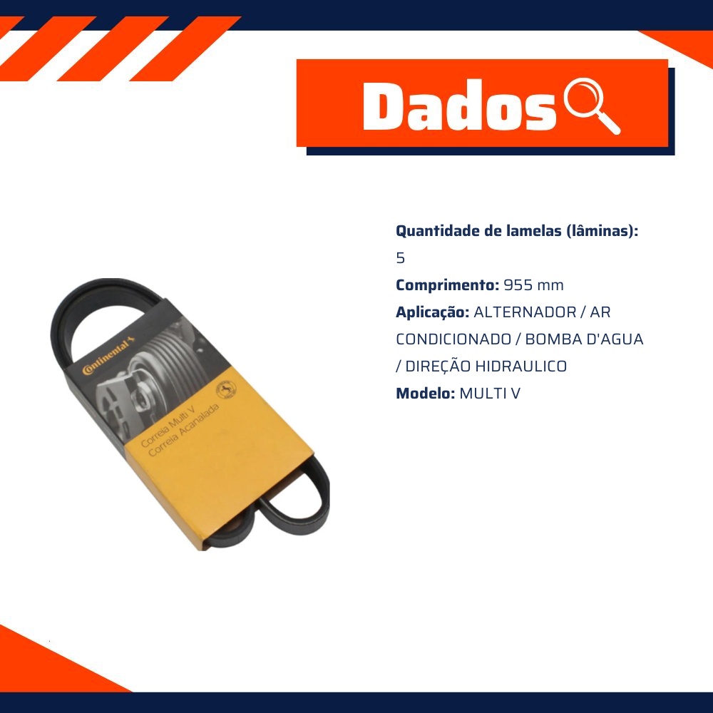 Correia de Acessórios 5 Lâminas - CONTINENTAL - 5PK955