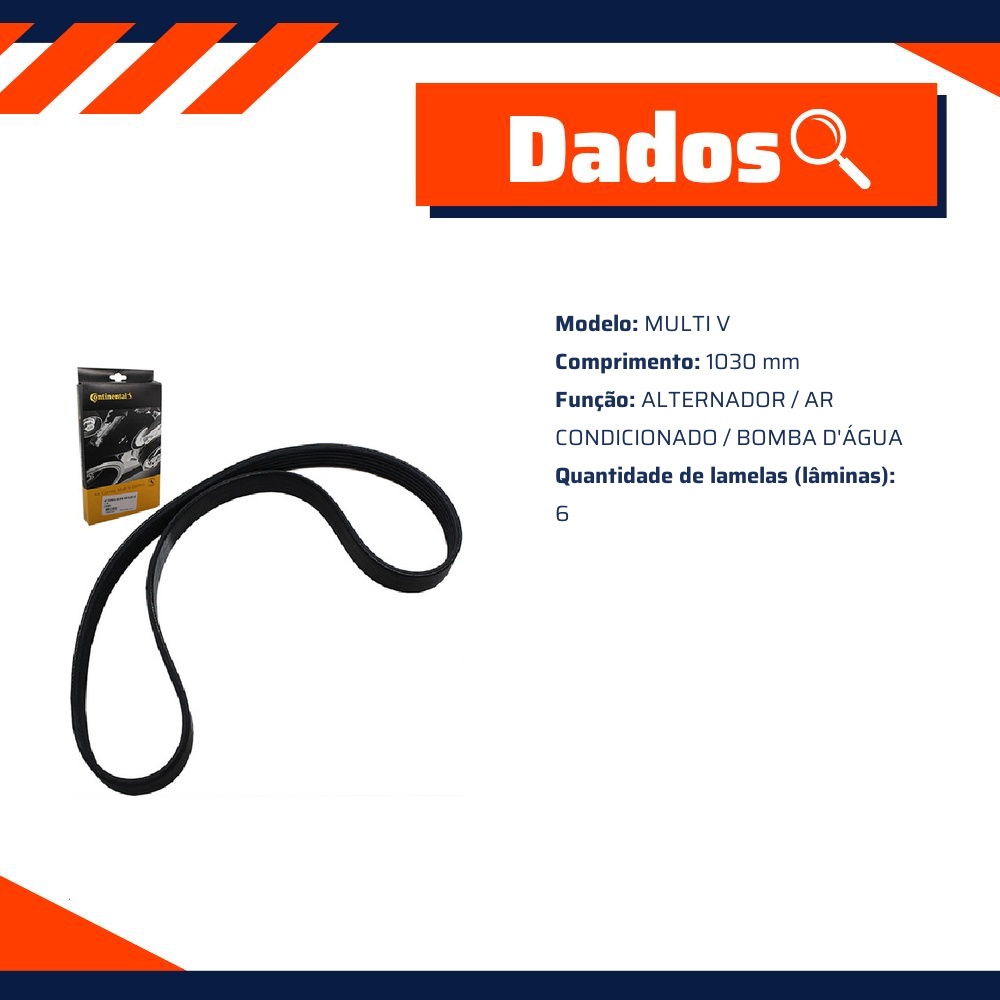 Correia Acessórios Multi V 6 Lâminas - Contitech - 6PK1030