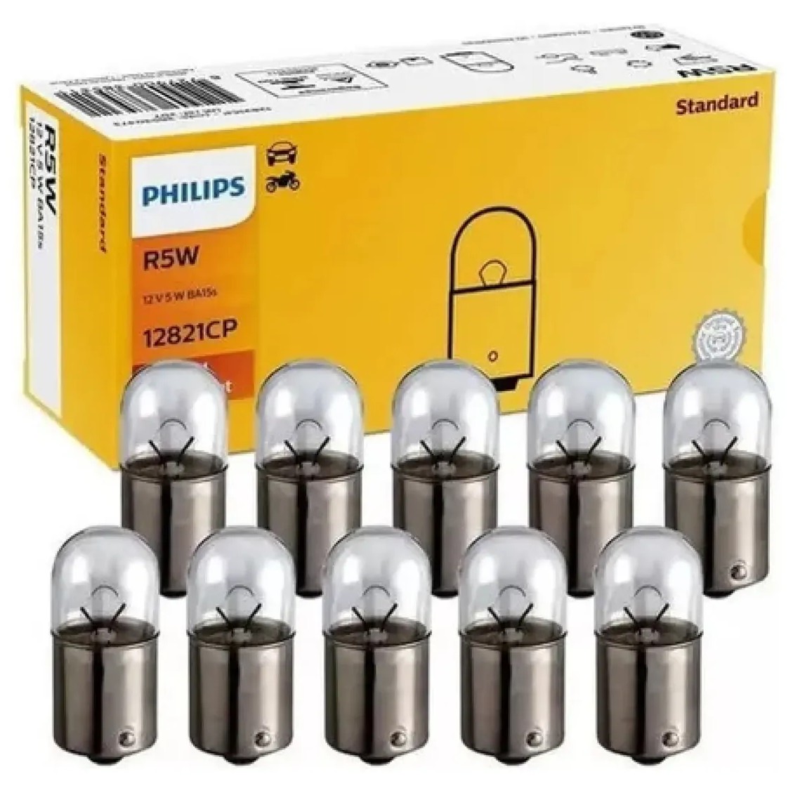 10 Lâmpadas Halogena Modelo R5 12V 5W - Philips - 12821