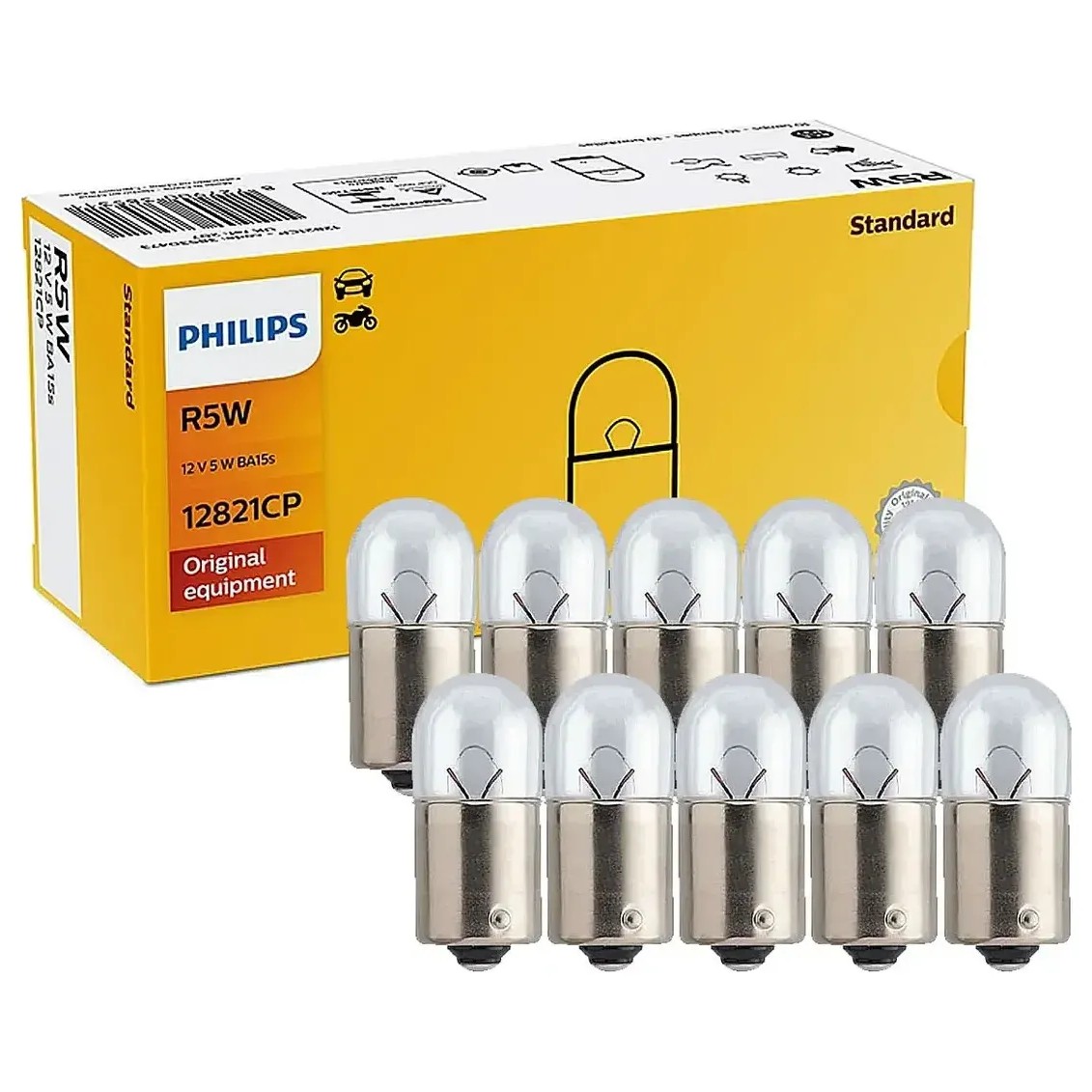 10 Lâmpadas Halogena Modelo R5 12V 5W - Philips - 12821