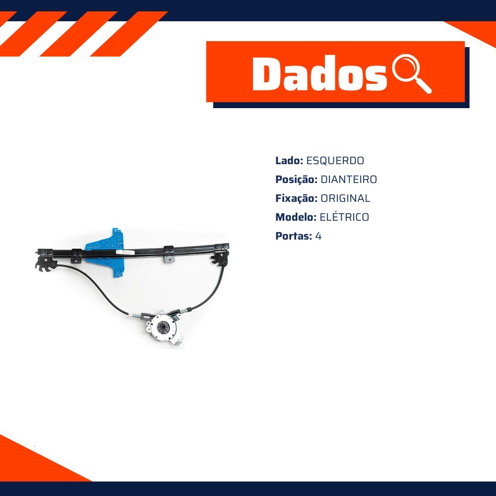 Máquina do Vidro Elétrico Dianteiro Esquerdo para Volkswagen FOX - Micro - 21737