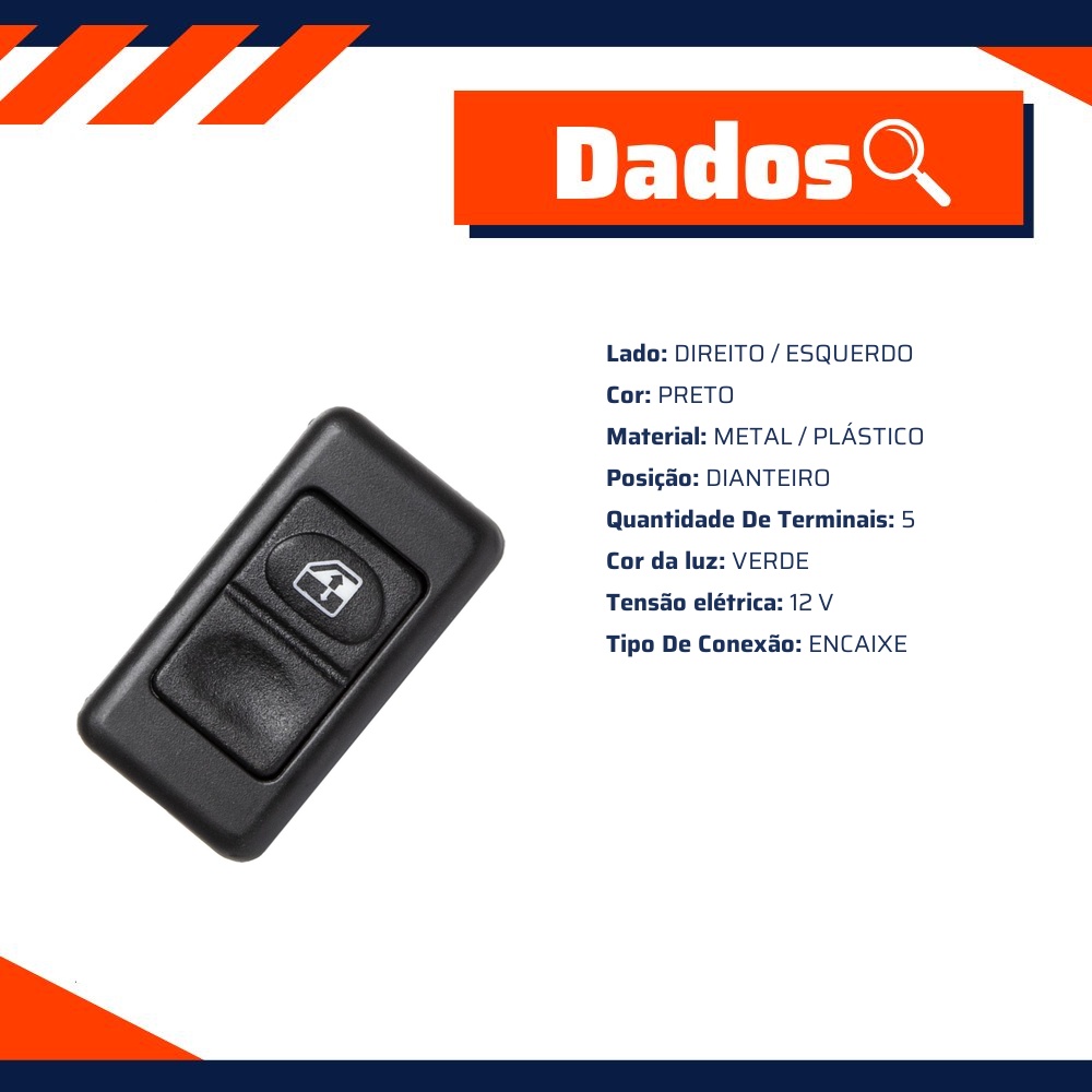 Interruptor do Vidro Elétrico Dianteiro - Kostal - 3040500