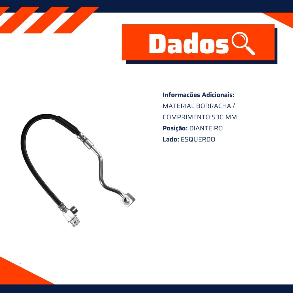 Mangueira Flexível de Freio Dianteiro para Ford F-250 e F-350 - Norflex - 3053