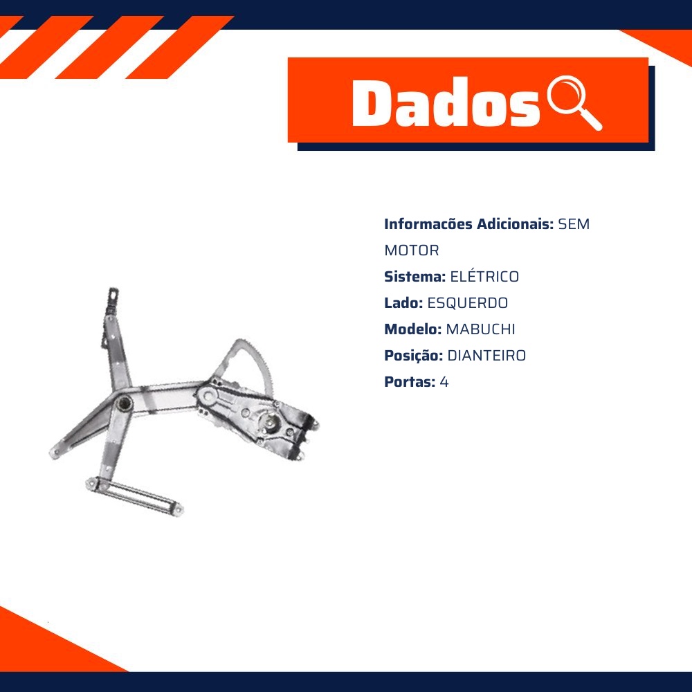 Máquina do Vidro Elétrico Dianteiro Esquerdo para Chevrolet Meriva - Micro - 41265